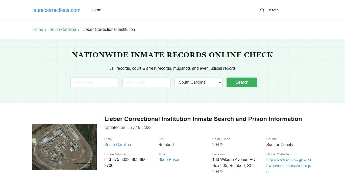 Lieber Correctional Institution Inmate Search, Visitation, Phone no ...